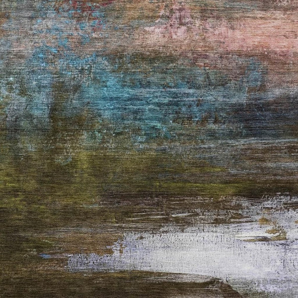HomeRoots 10' Abstract Washable Indoor Outdoor Area Rug in Brown, Teal, Blue & Blush - Durable & Stylish! 629190