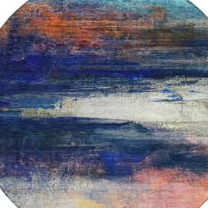 HomeRoots 8' Blue Abstract Round Area Rug - Durable, Washable, Stylish Design for Indoor & Outdoor Use! 629193
