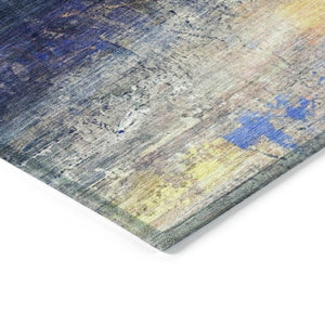 HomeRoots 8' X 10' Abstract Washable Area Rug in Blue, Rust & Pink - Modern Outdoor/Indoor Decor Solution! 629194