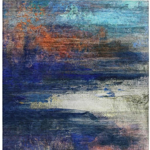 HomeRoots 9' X 12' Blue Rust Pink Abstract Washable Area Rug - Durable Indoor Outdoor Style for Any Space 629195