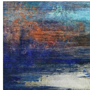 HomeRoots 10' Blue, Rust & Pink Abstract Washable Area Rug – Durable Indoor/Outdoor Design for High Traffic Spaces 629196