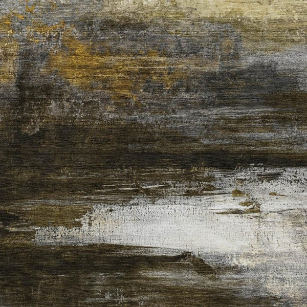HomeRoots 5' X 8' Stylish Chocolate Gold Beige Abstract Rug – Washable & Durable for Indoor Outdoor Use! 629198