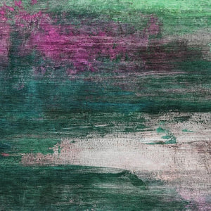 HomeRoots 5' X 8' Stylish Green Blush Ivory Abstract Washable Area Rug for Indoor/Outdoor High-Traffic Spaces 629204