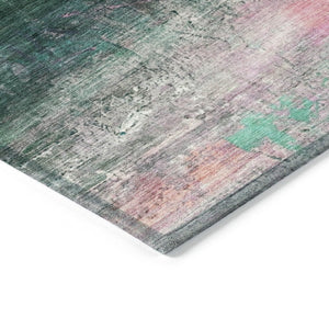 HomeRoots 8' Contemporary Abstract Round Area Rug in Green, Blush & Ivory - Washable, Durable & Stylish for Home 629205