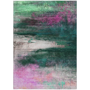 HomeRoots 10' x 14' Washable Abstract Area Rug in Green, Blush & Ivory for Indoor/Outdoor Versatility & Style 629208
