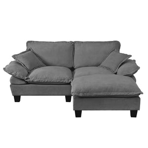 English Elm Modular Cloud Sectional Sofa Chenille Upholstered with Ottoman for Apartment Living Grey W3163S00112