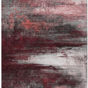 HomeRoots 5' X 8' Merlot Charcoal Ivory Abstract Rug - Washable, Durable, Indoor/Outdoor Versatile Design! 629210