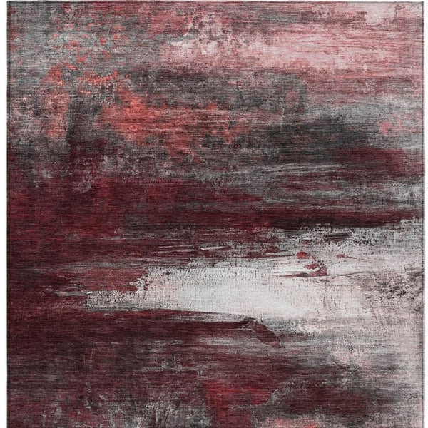 HomeRoots 5' X 8' Merlot Charcoal Ivory Abstract Rug - Washable, Durable, Indoor/Outdoor Versatile Design! 629210