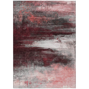 HomeRoots 5' X 8' Merlot Charcoal Ivory Abstract Rug - Washable, Durable, Indoor/Outdoor Versatile Design! 629210