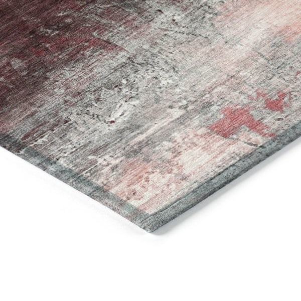 HomeRoots 5' X 8' Merlot Charcoal Ivory Abstract Rug - Washable, Durable, Indoor/Outdoor Versatile Design! 629210