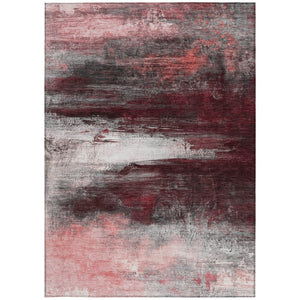 HomeRoots 9' X 12' Merlot Charcoal Ivory Abstract Rug - Washable, Stain-Resistant for Indoor & Outdoor Use! 629213