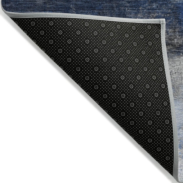 HomeRoots 8' Navy Blue Charcoal Ivory Round Area Rug - Modern Abstract Design for Indoor & Outdoor Durability 629217