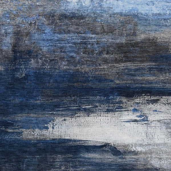 HomeRoots 8' X 10' Washable Navy Blue Abstract Area Rug - Durable Indoor/Outdoor Comfort for High-Traffic Spaces 629218
