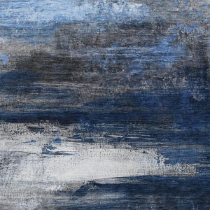 HomeRoots 9' X 12' Navy Blue Charcoal Ivory Abstract Rug – Stylish, Washable, Indoor/Outdoor, Durable & Versatile 629219