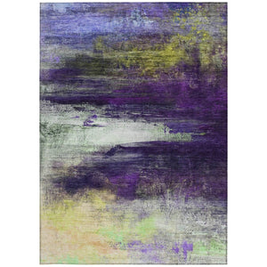 HomeRoots 5' X 8' Vibrant Purple Yellow Ivory Abstract Washable Rug - Durable Indoor & Outdoor Comfort! 629222