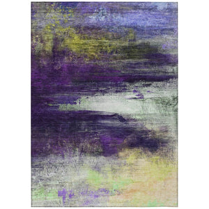 HomeRoots 5' X 8' Vibrant Purple Yellow Ivory Abstract Washable Rug - Durable Indoor & Outdoor Comfort! 629222