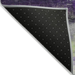 HomeRoots 8' Abstract Round Washable Area Rug in Vibrant Purple, Yellow & Ivory – Perfect for Indoor/Outdoor Use! 629223