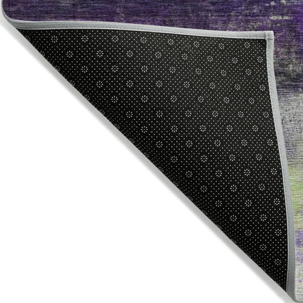 HomeRoots 8' Abstract Round Washable Area Rug in Vibrant Purple, Yellow & Ivory – Perfect for Indoor/Outdoor Use! 629223