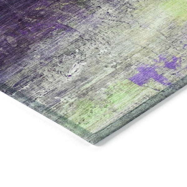 HomeRoots 8' Abstract Round Washable Area Rug in Vibrant Purple, Yellow & Ivory – Perfect for Indoor/Outdoor Use! 629223