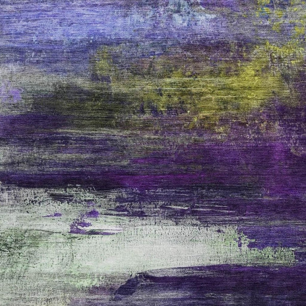 HomeRoots 8' X 10' Abstract Area Rug in Purple, Yellow & Ivory – Washable, Durable, Indoor/Outdoor Style! 629224