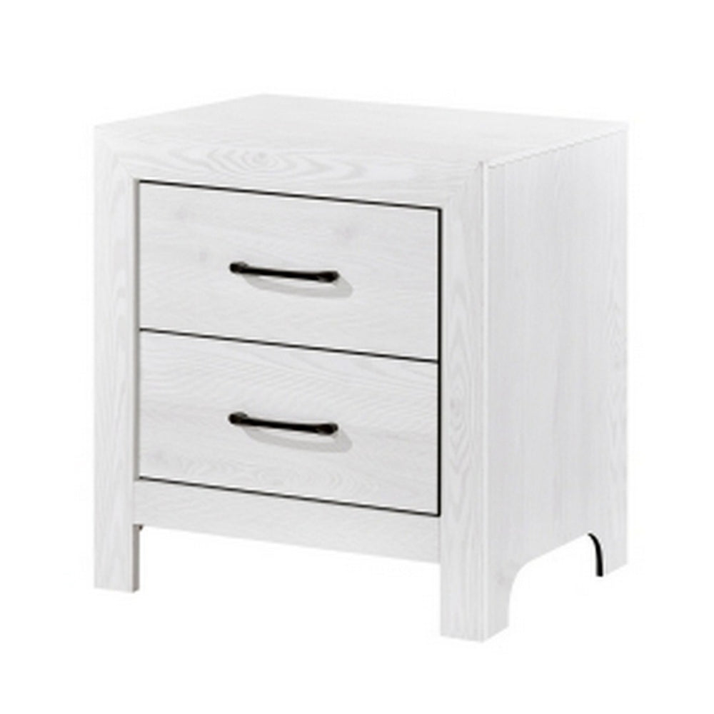 English Elm Eby White 2 Drawer Nightstand with Black Nickel Pulls for Modern Bedroom B056P416878