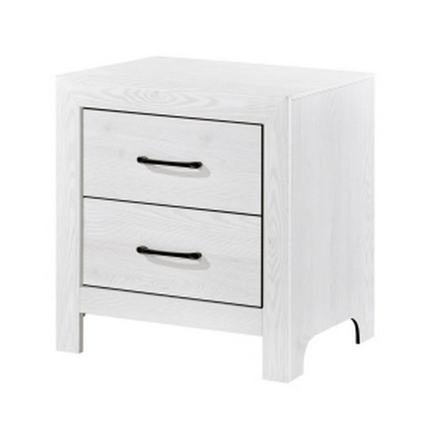 English Elm Eby White 2 Drawer Nightstand with Black Nickel Pulls for Modern Bedroom B056P416878