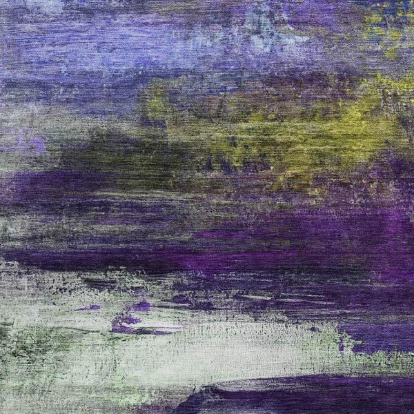 HomeRoots 9' Abstract Area Rug in Purple, Yellow & Ivory – Washable, Durable for Indoor & Outdoor Use! 629225