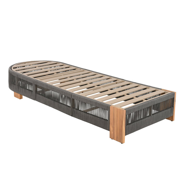 English Elm Christopher Knight Home® - Outdoor Adjustable Chaise Lounge Chair Set Of 2 - Stylish Acacia Wood With Grey Rope & Iron Accents N770P298695G002
