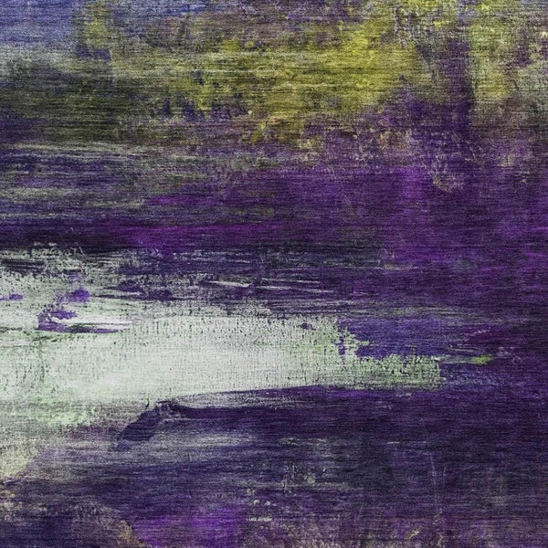 HomeRoots 10' Abstract Washable Indoor/Outdoor Area Rug in Purple, Yellow & Ivory - Stylish & Durable Design! 629226