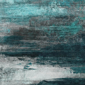 HomeRoots 5' Teal Blue Aqua Charcoal Abstract Area Rug - Washable, Durable Indoor/Outdoor Design for Modern Spaces 629228