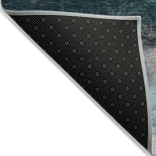 HomeRoots 8' Teal Blue Aqua Round Abstract Washable Area Rug – Modern Durable Design for Indoor & Outdoor Use 629229