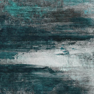 HomeRoots 8' X 10' Contemporary Teal Blue Aqua Charcoal Abstract Area Rug - Washable Indoor/Outdoor Use! 629230