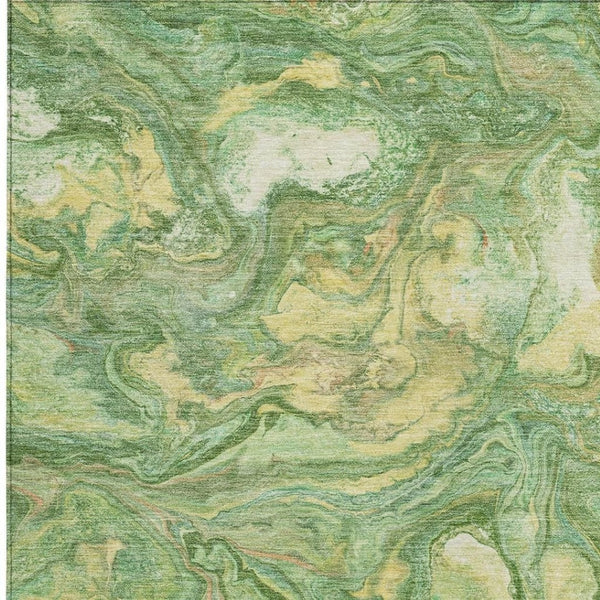 HomeRoots 9' X 12' Abstract Green and Gold Washable Area Rug - Stylish, Durable, Indoor/Outdoor Versatility! 629237