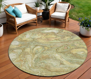 HomeRoots 8' Gold And Taupe Round Abstract Rug | Washable, Durable, Stylish for Indoor & Outdoor Spaces 629241