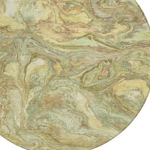HomeRoots 8' Gold And Taupe Round Abstract Rug | Washable, Durable, Stylish for Indoor & Outdoor Spaces 629241
