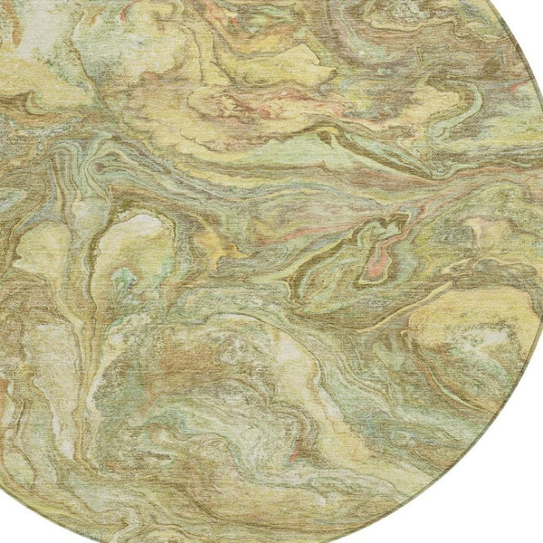 HomeRoots 8' Gold And Taupe Round Abstract Rug | Washable, Durable, Stylish for Indoor & Outdoor Spaces 629241