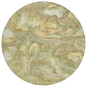 HomeRoots 8' Gold And Taupe Round Abstract Rug | Washable, Durable, Stylish for Indoor & Outdoor Spaces 629241
