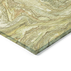 HomeRoots 8' Gold And Taupe Round Abstract Rug | Washable, Durable, Stylish for Indoor & Outdoor Spaces 629241