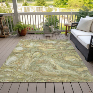 HomeRoots 8' X 10' Gold and Taupe Abstract Area Rug – Stylish, Washable, Durable for Indoor & Outdoor Spaces! 629242