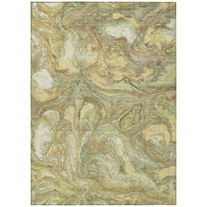 HomeRoots 10' Gold and Taupe Abstract Area Rug - Washable, Durable Indoor/Outdoor Design for High-Traffic Spaces 629244