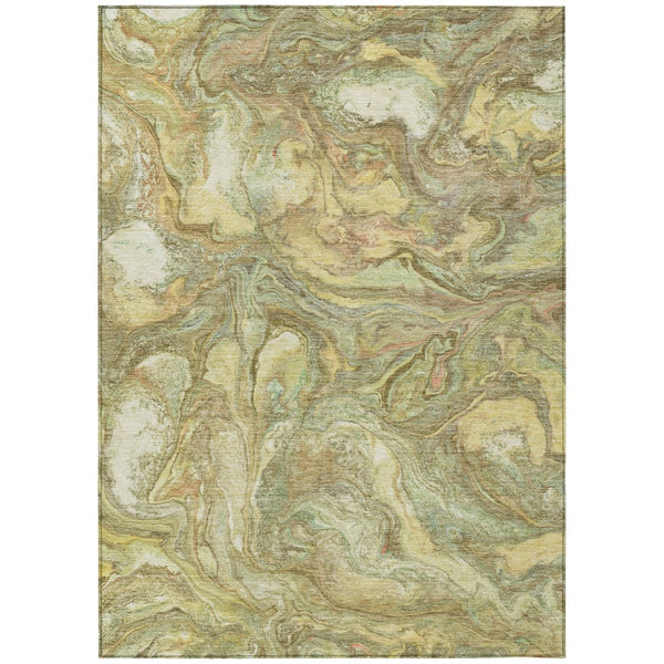 HomeRoots 10' Gold and Taupe Abstract Area Rug - Washable, Durable Indoor/Outdoor Design for High-Traffic Spaces 629244