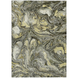 HomeRoots 5' X 8' Stylish Pewter and Gold Abstract Washable Area Rug for Indoor and Outdoor Versatility 629246