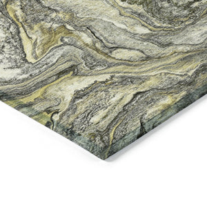 HomeRoots 5' X 8' Stylish Pewter and Gold Abstract Washable Area Rug for Indoor and Outdoor Versatility 629246