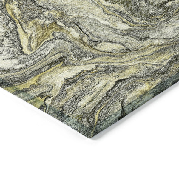HomeRoots 5' X 8' Stylish Pewter and Gold Abstract Washable Area Rug for Indoor and Outdoor Versatility 629246
