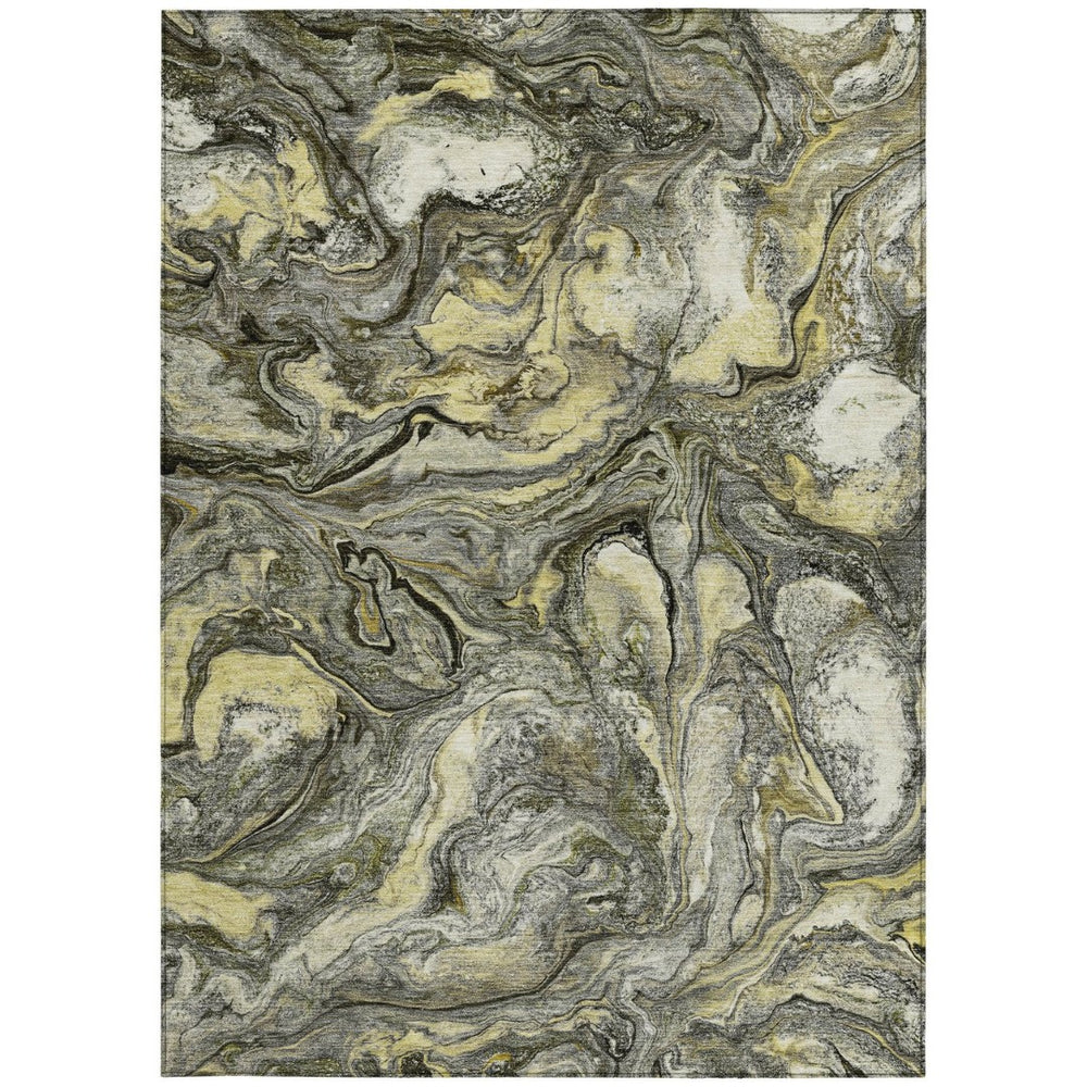HomeRoots 10' X 14' Stylish Pewter and Gold Abstract Rug – Washable, Durable, Perfect for Indoor/Outdoor Use! 629250