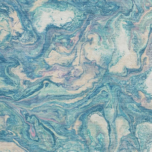 HomeRoots 8' Teal Blue & Ivory Abstract Area Rug - Durable, Washable, Stylish for Indoors & Outdoors, 8' x 10' 629254
