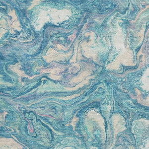 HomeRoots 9' Teal Blue & Ivory Abstract Indoor/Outdoor Area Rug - Washable, Durable, Modern Design for All Spaces 629255