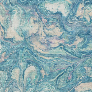 HomeRoots 10' Teal Blue & Ivory Washable Area Rug – Stylish Indoor/Outdoor Design for Modern Spaces & Easy Care 629256