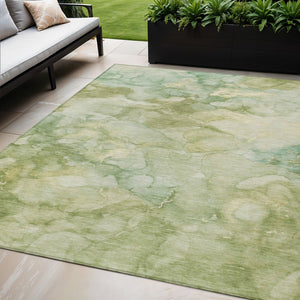 HomeRoots 5' X 8' Artichoke Green Abstract Washable Area Rug for Indoor & Outdoor Spaces, Durable & Stylish 629258