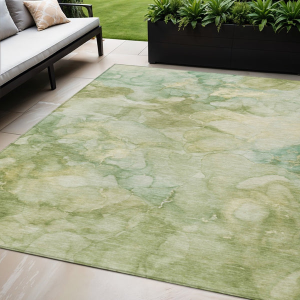 HomeRoots 5' X 8' Artichoke Green Abstract Washable Area Rug for Indoor & Outdoor Spaces, Durable & Stylish 629258